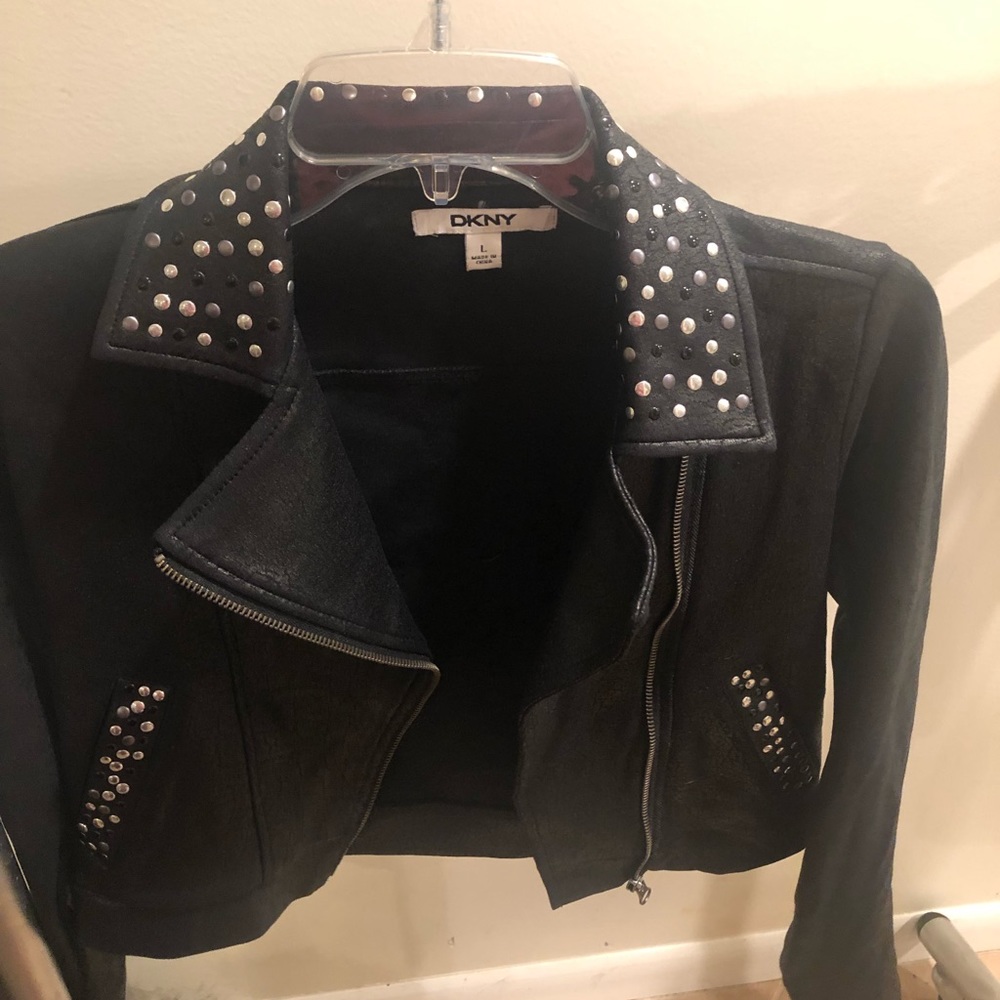 DKNY faux leather studded zip jacket-kids